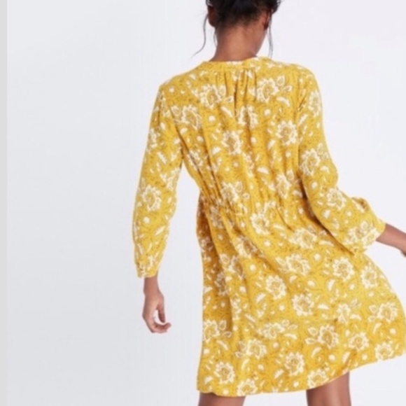 Madewell 100% Silk Boho Assam Floral Lace Up 3/4 Sleeve Dress - Picture 2 of 7